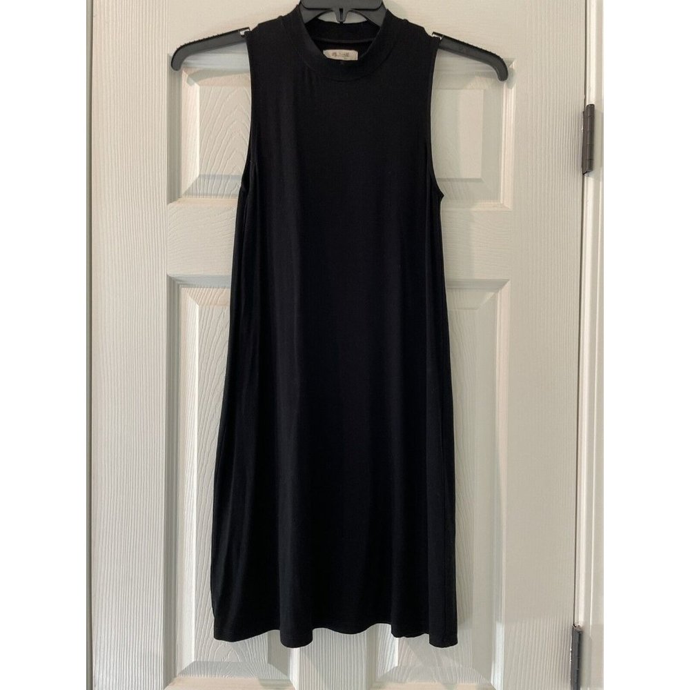 Madewell Mockneck Swingy Tank Dress Sleeveless Black Size Small